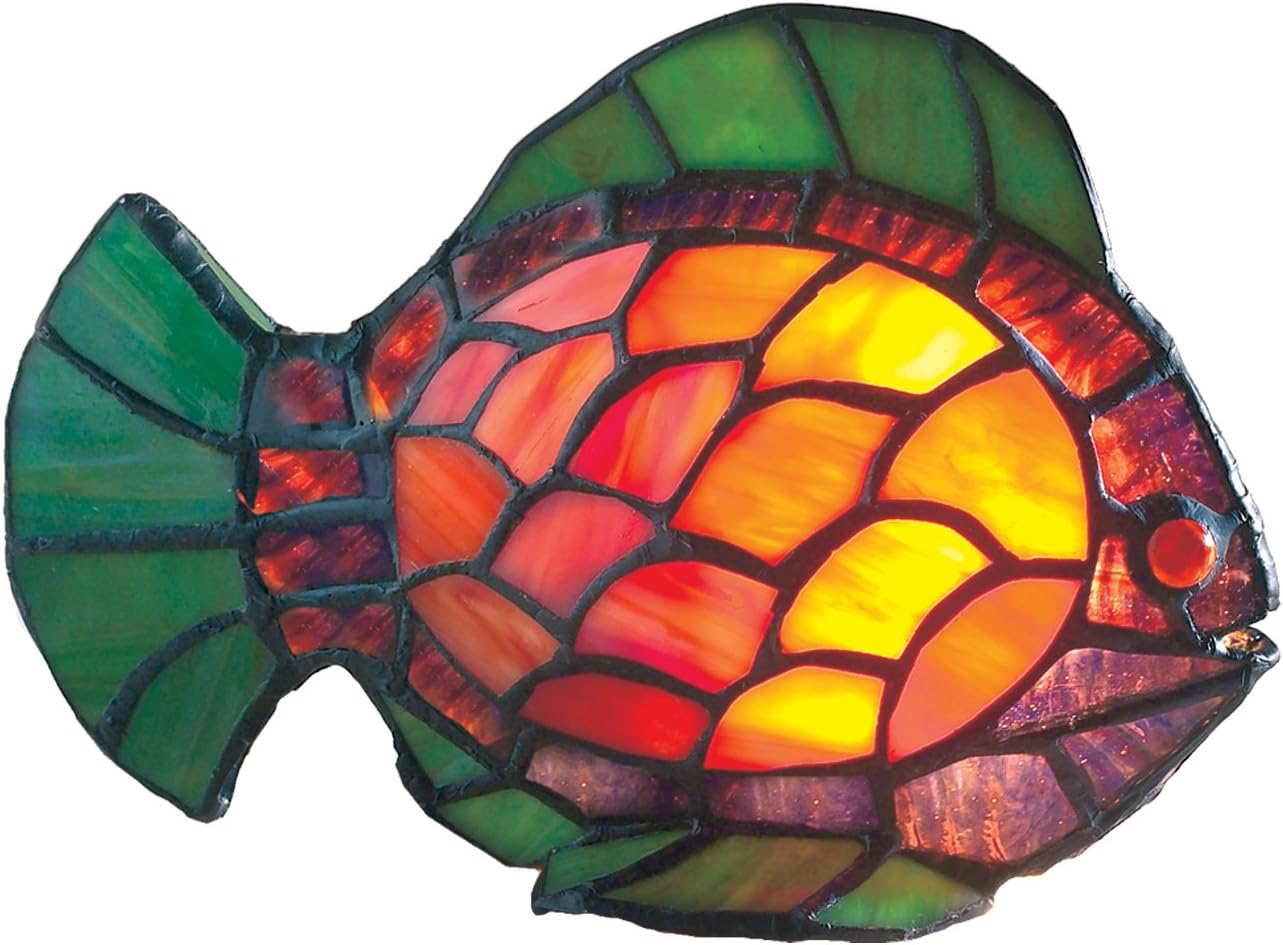 loxton 高彩玻璃鱼台灯,橙色/绿色